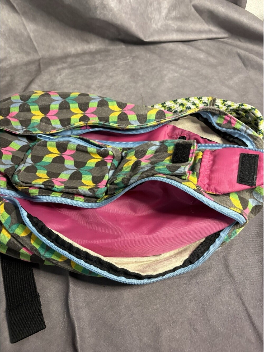 KAVU Rope Sling Bag Crossbody Backpack Multicolor Geometric Pattern - Picture 4 of 5